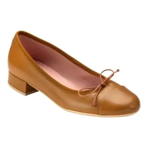 49880 - Tan Soft Leather Heel for Teen/Women by Pretty Ballerinas