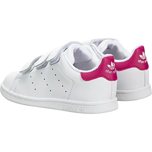 adidas Originals Baby Stan Smith Cloudfoam Sneaker, Footwear White/Footwear White/Bold Pink, 9K