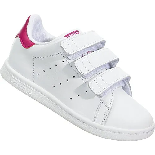 adidas Originals Baby Stan Smith Cloudfoam Sneaker, Footwear White/Footwear White/Bold Pink, 9K