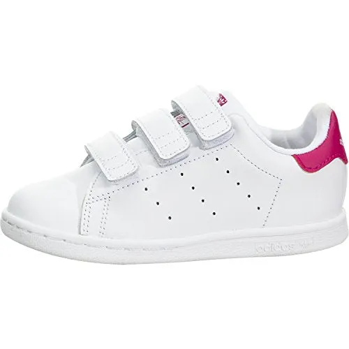 adidas Originals Baby Stan Smith Cloudfoam Sneaker, Footwear White/Footwear White/Bold Pink, 9K