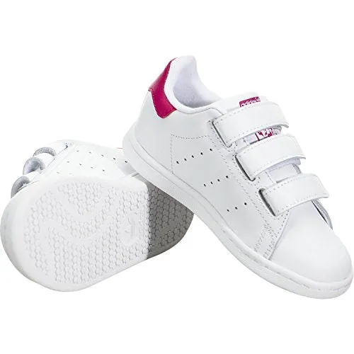 adidas Originals Baby Stan Smith Cloudfoam Sneaker, Footwear White/Footwear White/Bold Pink, 9K