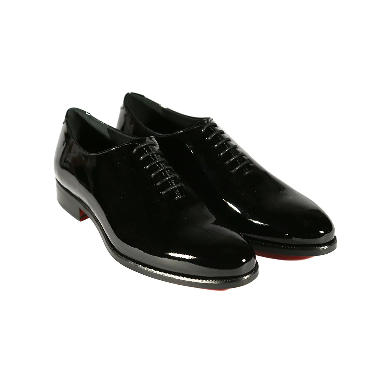 Ambrogio Men's Dress Shoes Black Patent Leather Wholecut Tuxedo Oxfords (AMBS2270)