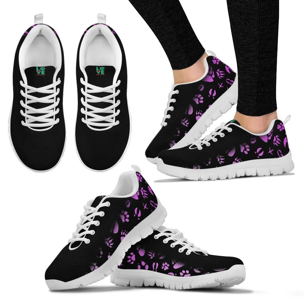 Animal Footprints Pink Gradient -  Women's Sneakers