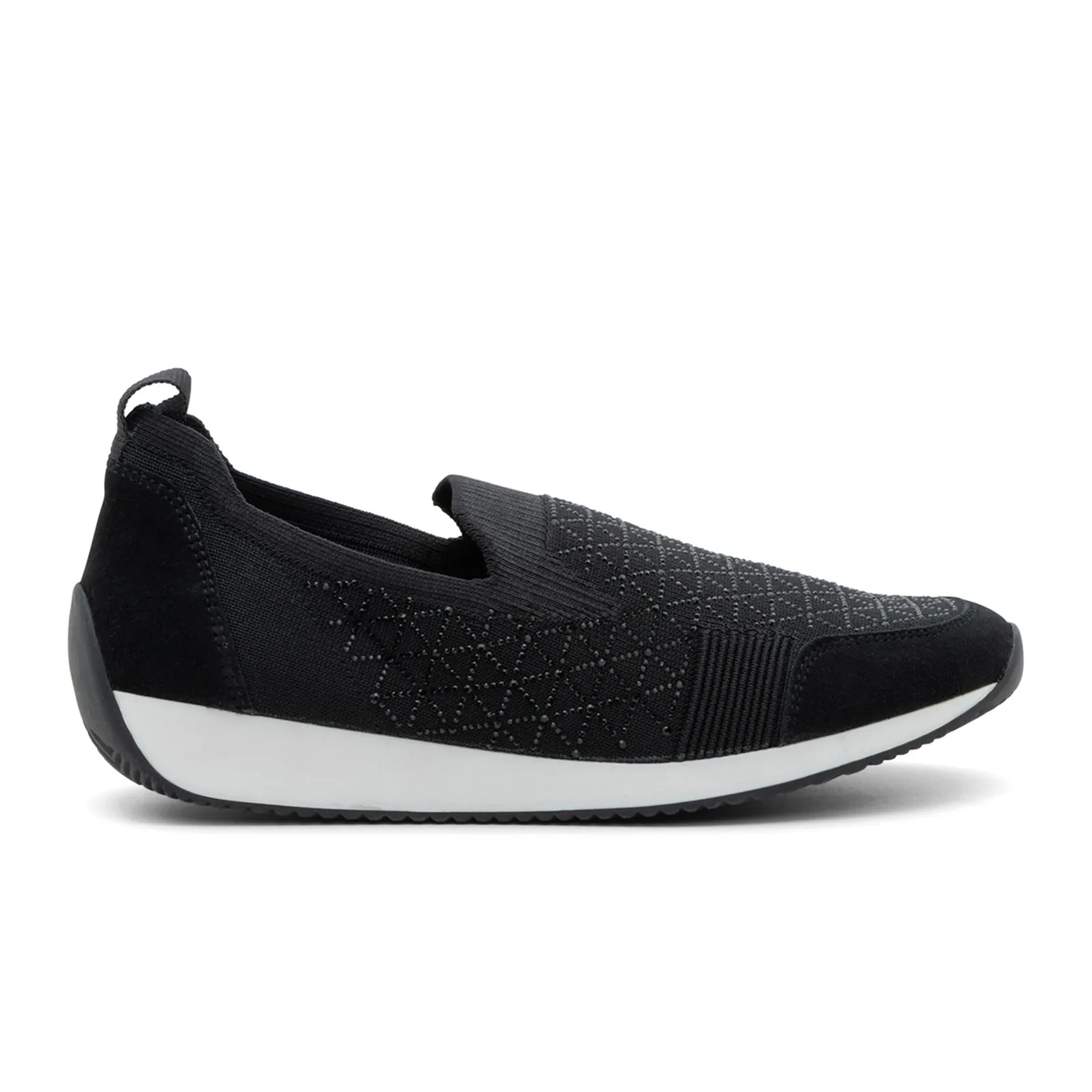 Ara Layton 3 Slip On (Women) - Black Wovenstretch Suede