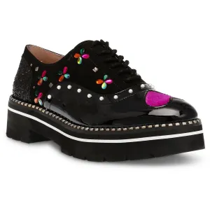 Betsey Johnson Womens PIXXY Patent Embellished Loafers