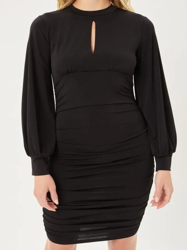 Bishop Sleeve Mock Neck Dress