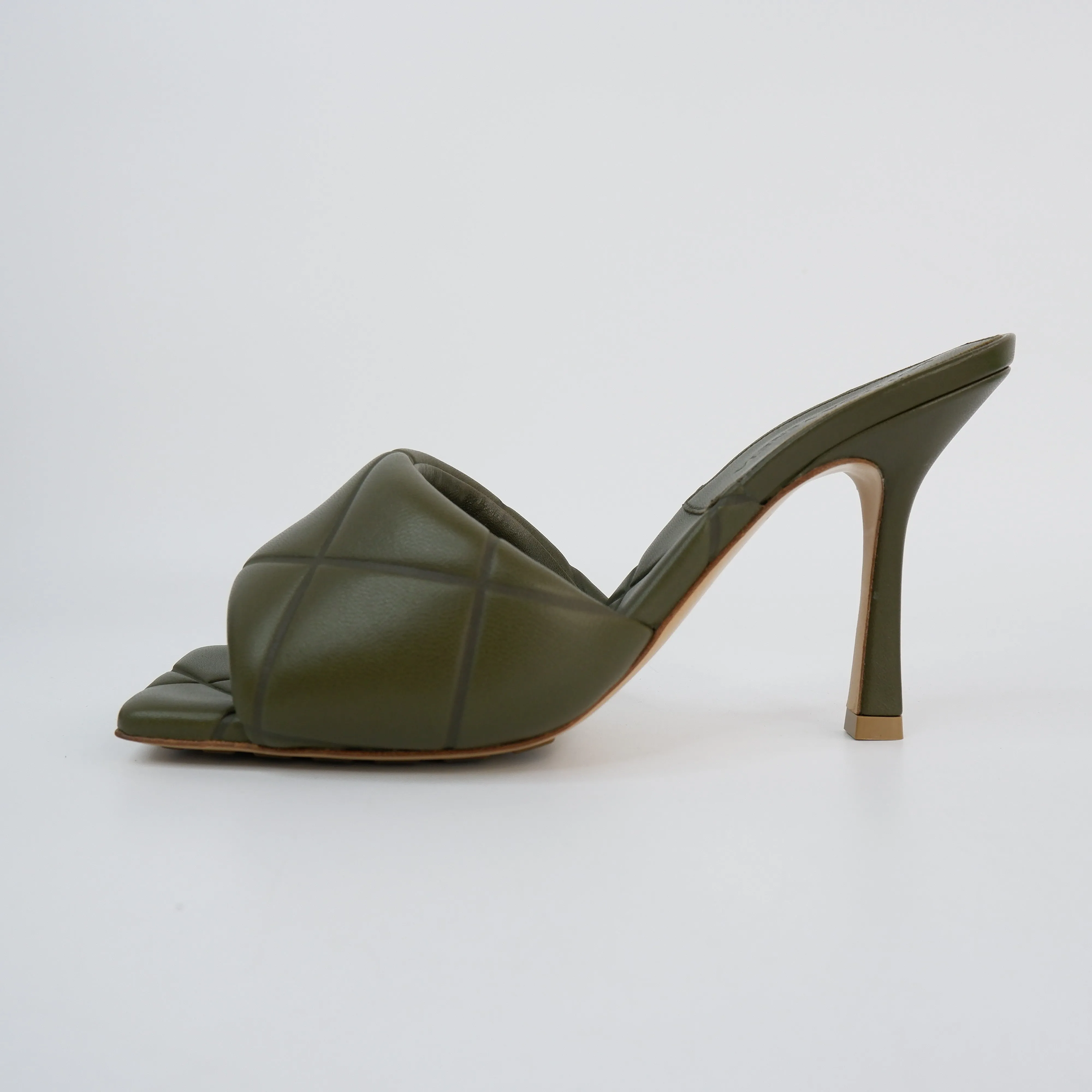 Bottega Veneta Lido Heels Sandals Khaki 37.5