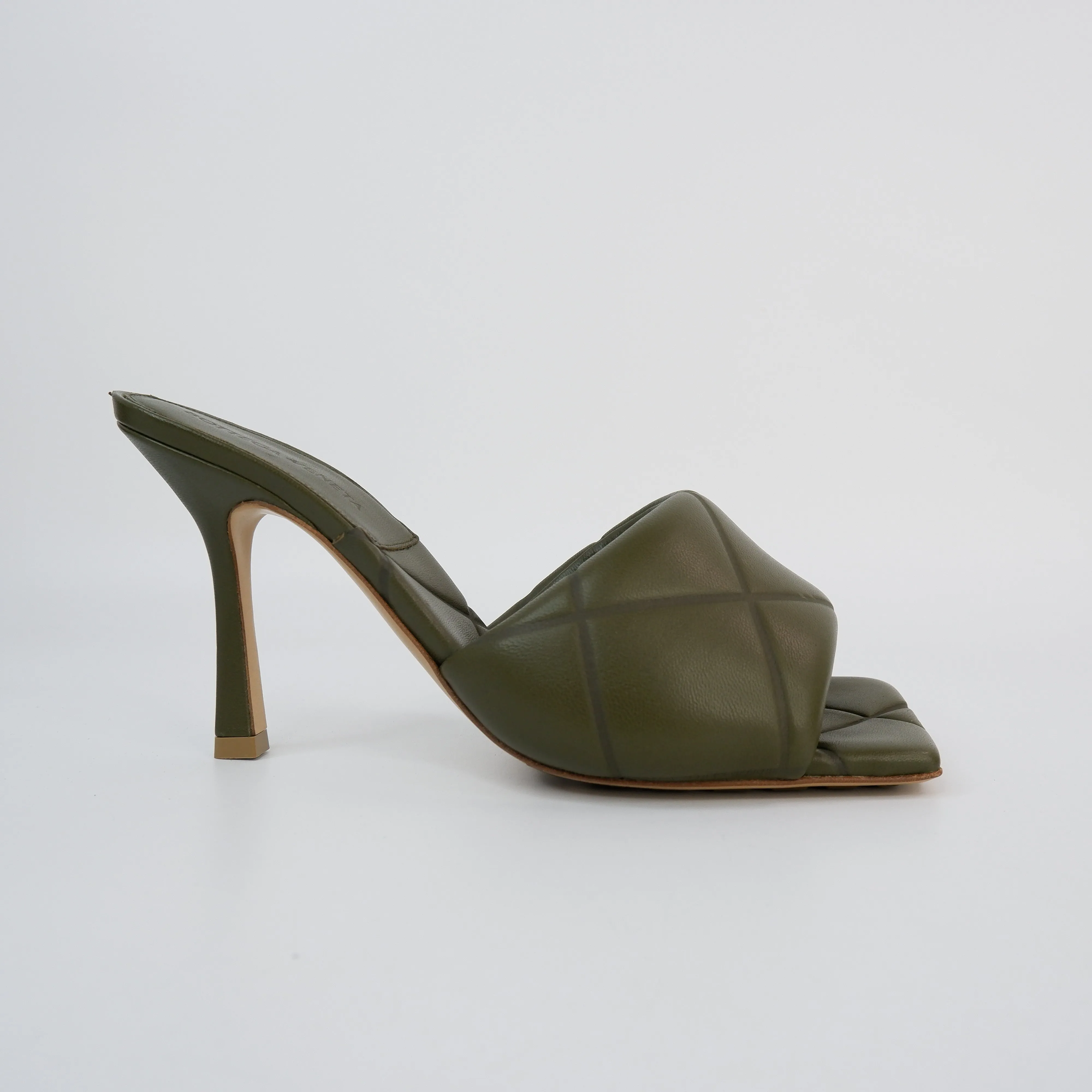 Bottega Veneta Lido Heels Sandals Khaki 37.5