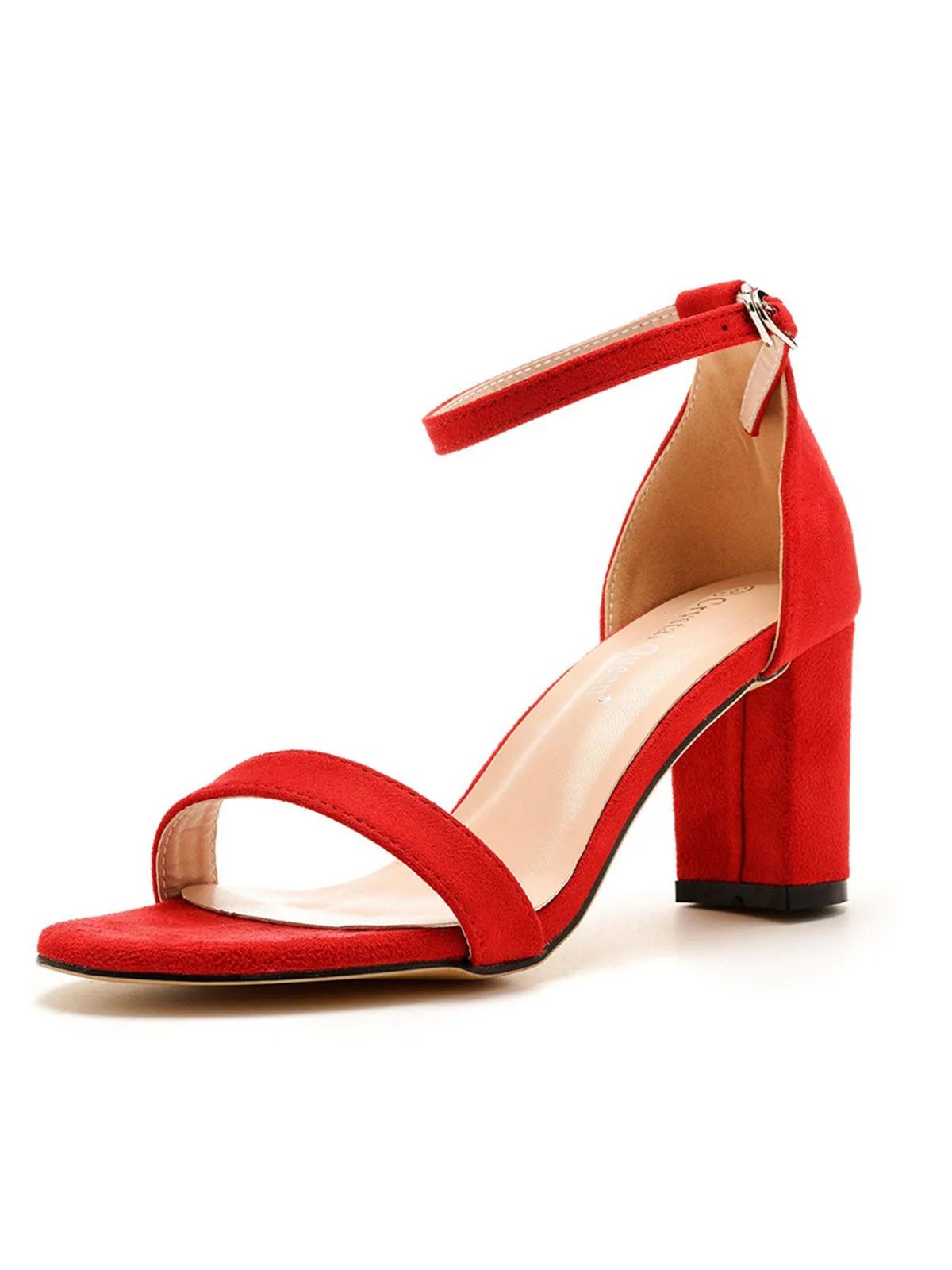 Brief Open Toe ONE-STRAP Buckle Chunky Heel Sandals