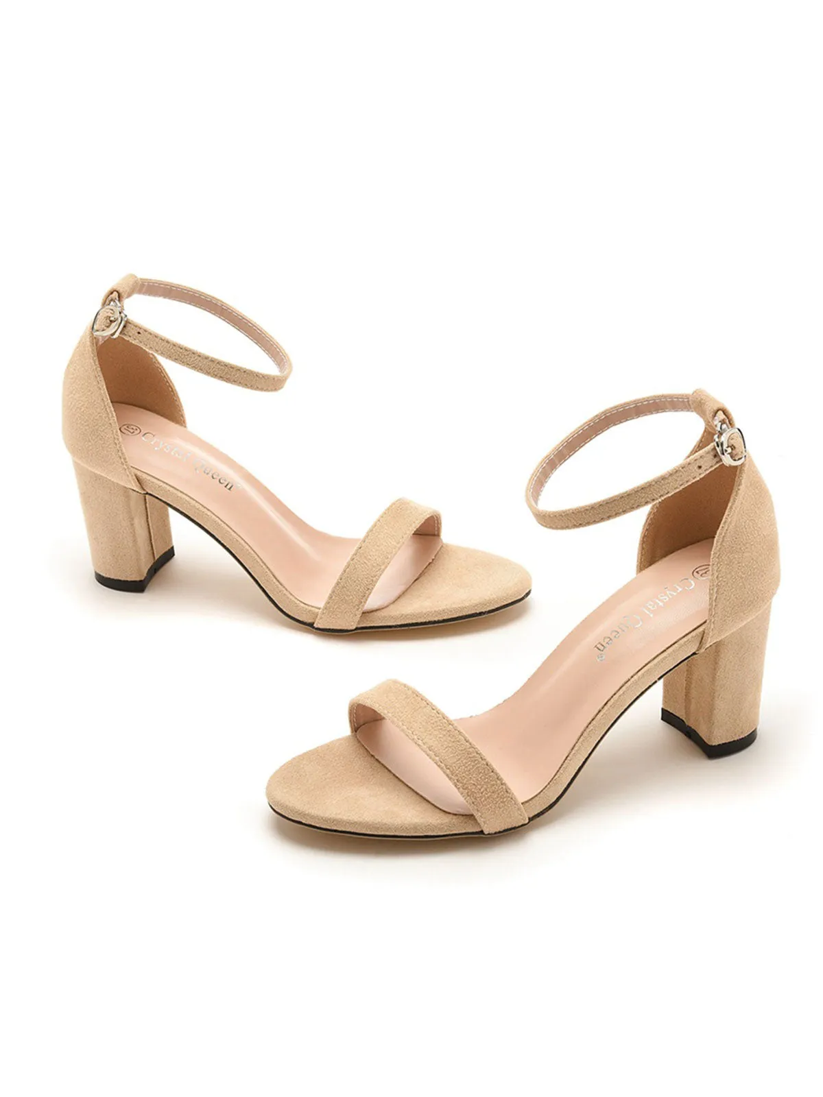 Brief Open Toe ONE-STRAP Buckle Chunky Heel Sandals