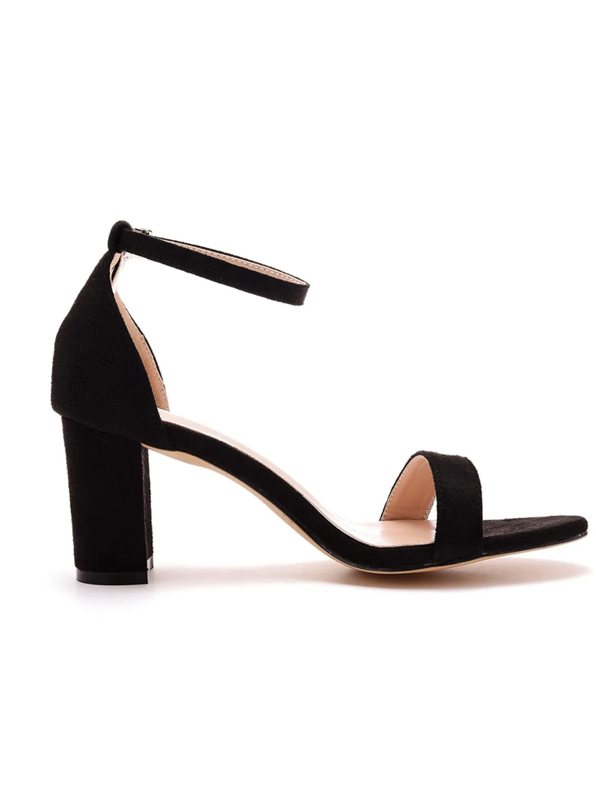 Brief Open Toe ONE-STRAP Buckle Chunky Heel Sandals