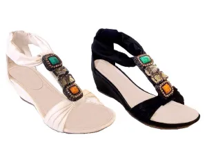 Bright Gemstone Wedge Sandals