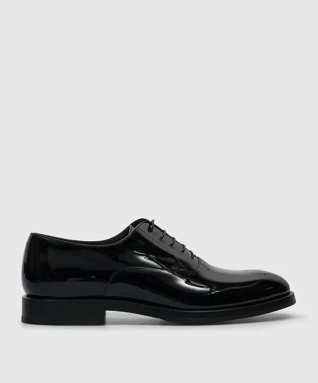 Brunello Cucinelli Mens Patent Oxfords in Black