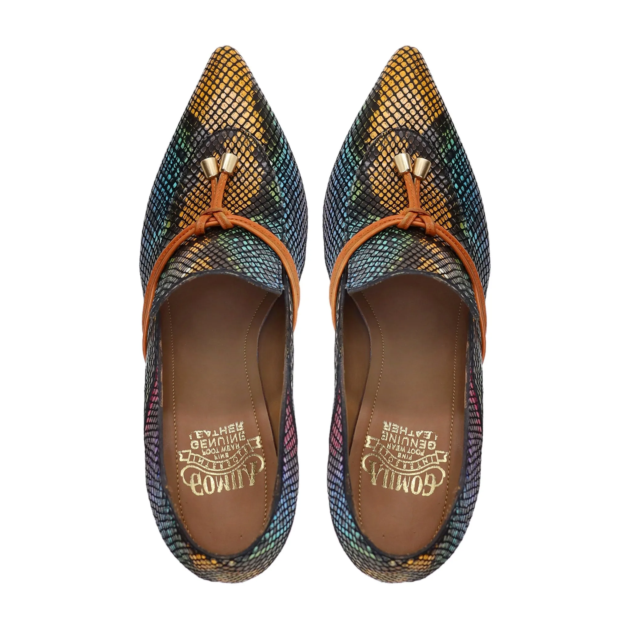 Burbank - Ladies Rainbow Printed Leather Heel