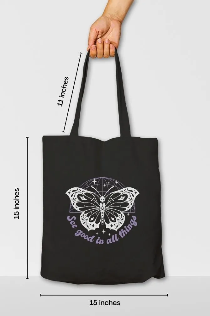 Butterfly Quote Zipper Tote Bag