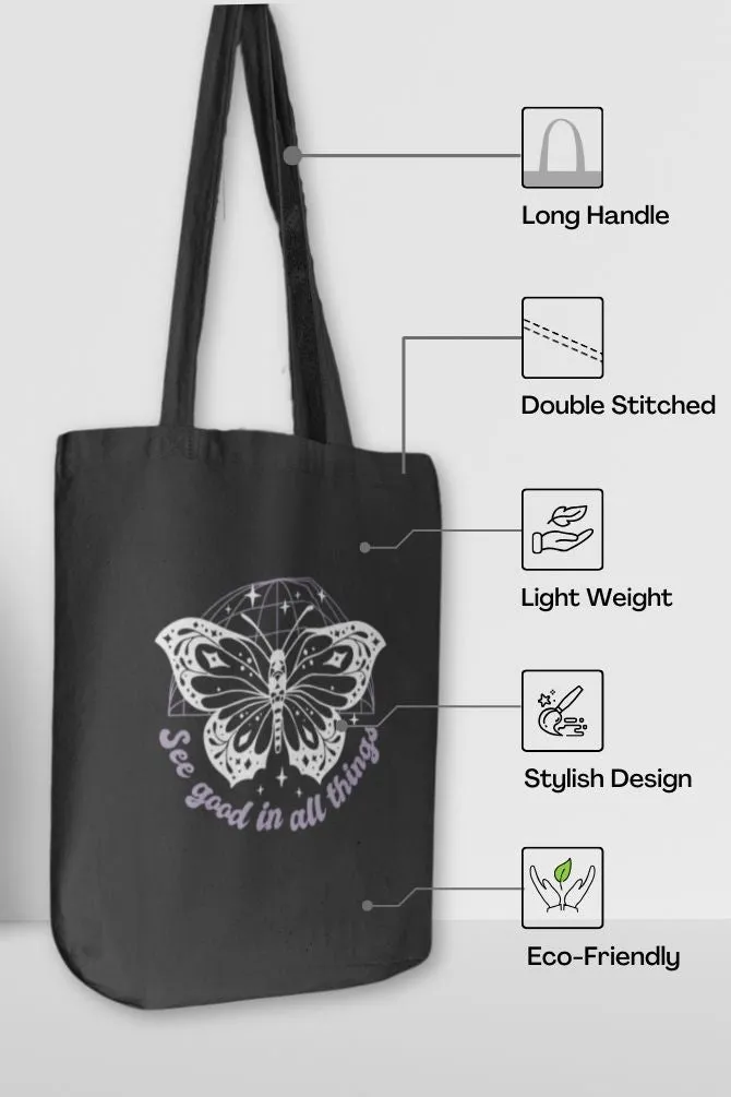 Butterfly Quote Zipper Tote Bag