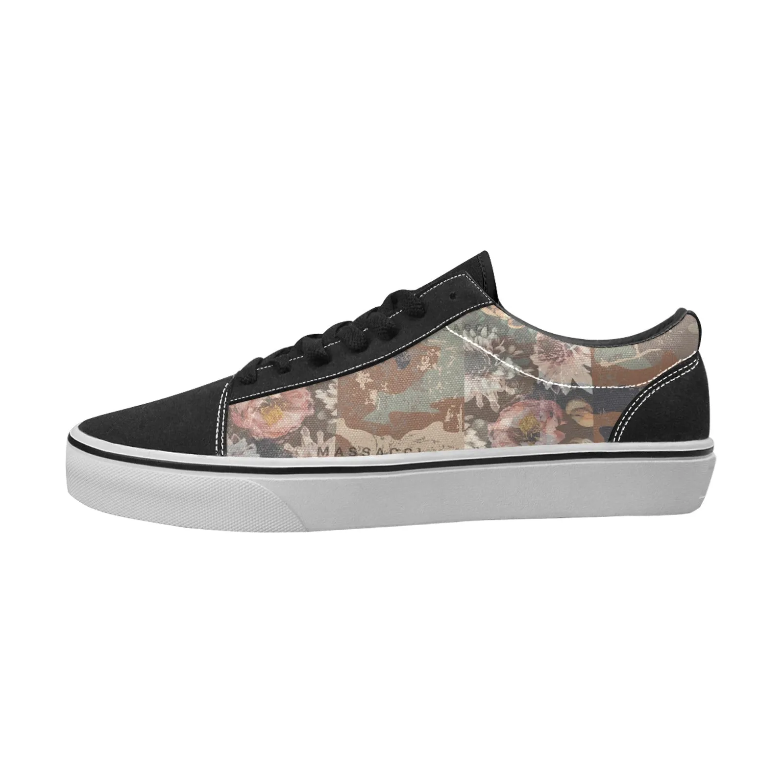 Camo Flower, Men's Lace-Up Canvas Sneakers