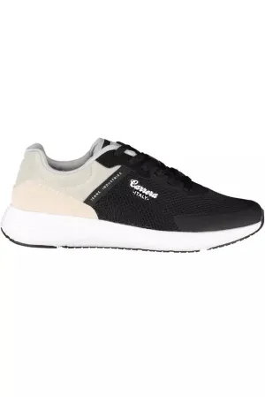 Carrera Sleek Black Eco-Leather Sneakers with Contrast Detail