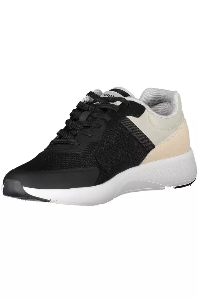 Carrera Sleek Black Eco-Leather Sneakers with Contrast Detail