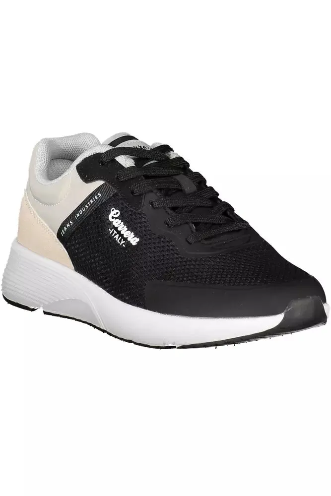 Carrera Sleek Black Eco-Leather Sneakers with Contrast Detail