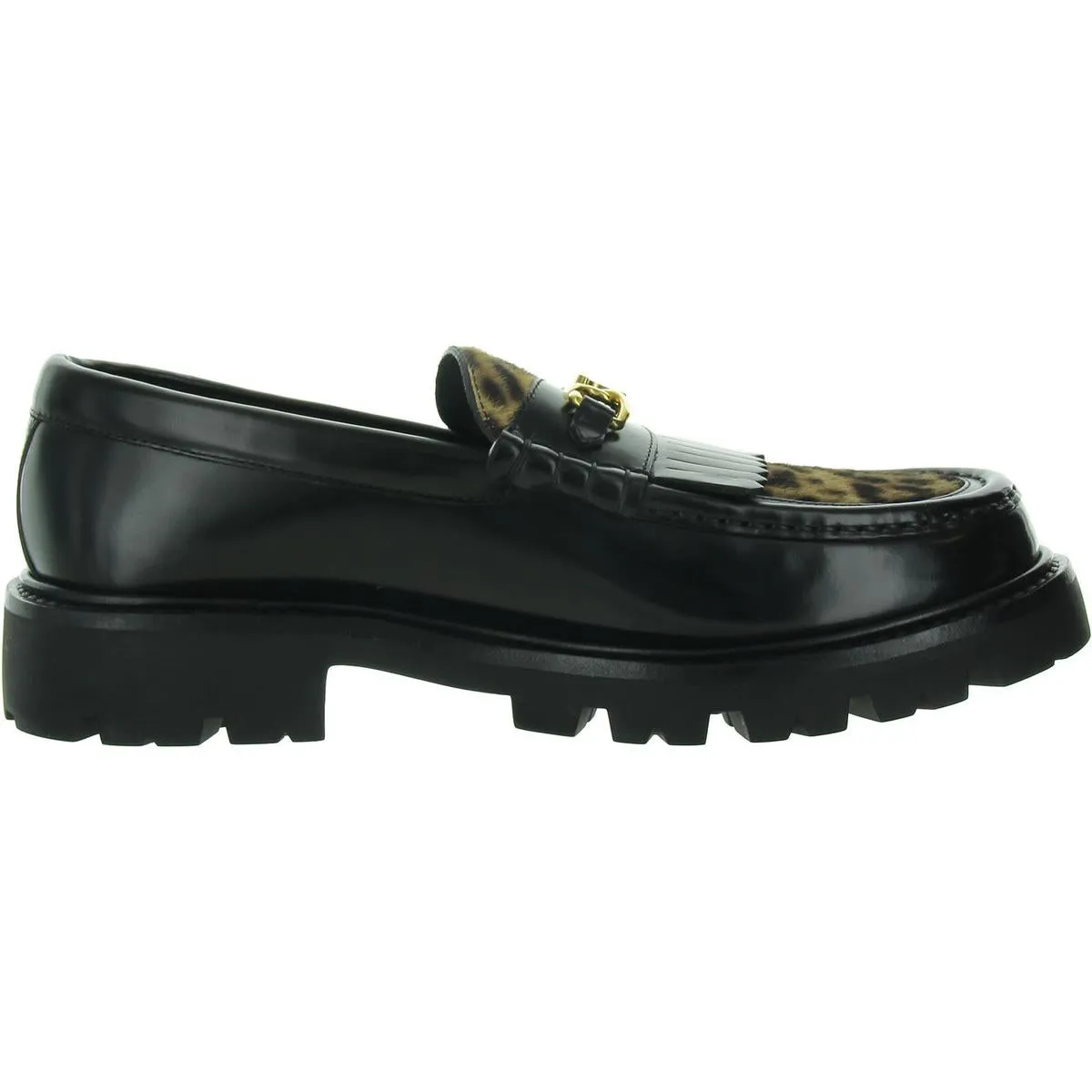 Celine Womens Margaret Patent Leather Faux Fur Loafers