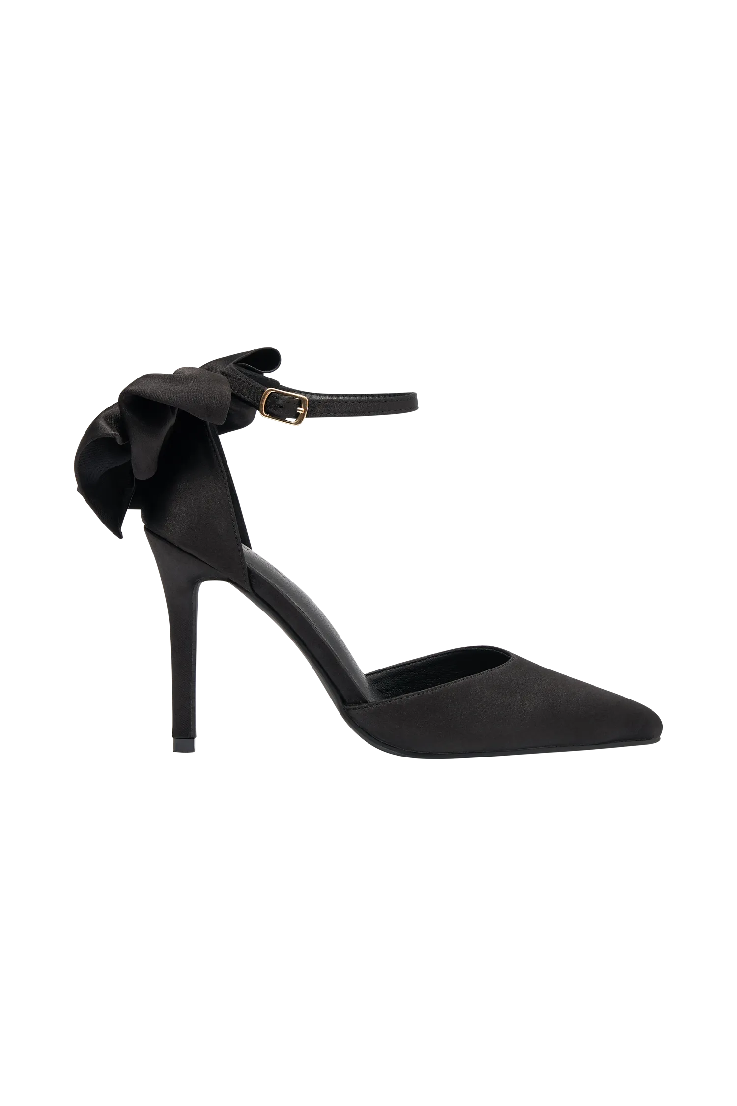 Charmed Satin Bow Heel - Black