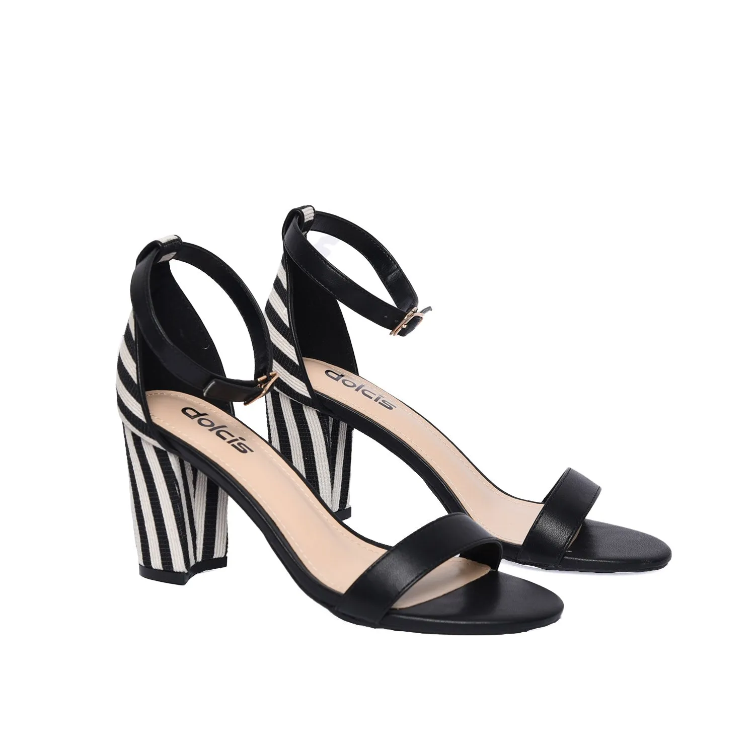 Chic Black and White Block Heel Sandals | 273D-C