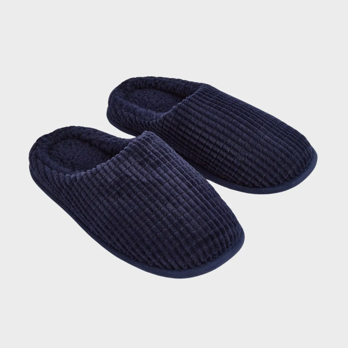 Childrens Navy Waffle Texture Mule Slippers