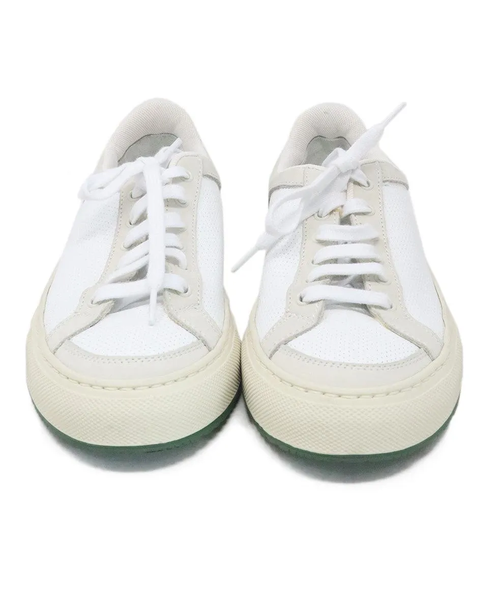 Common Projects White & Green Leather Sneakers sz 5