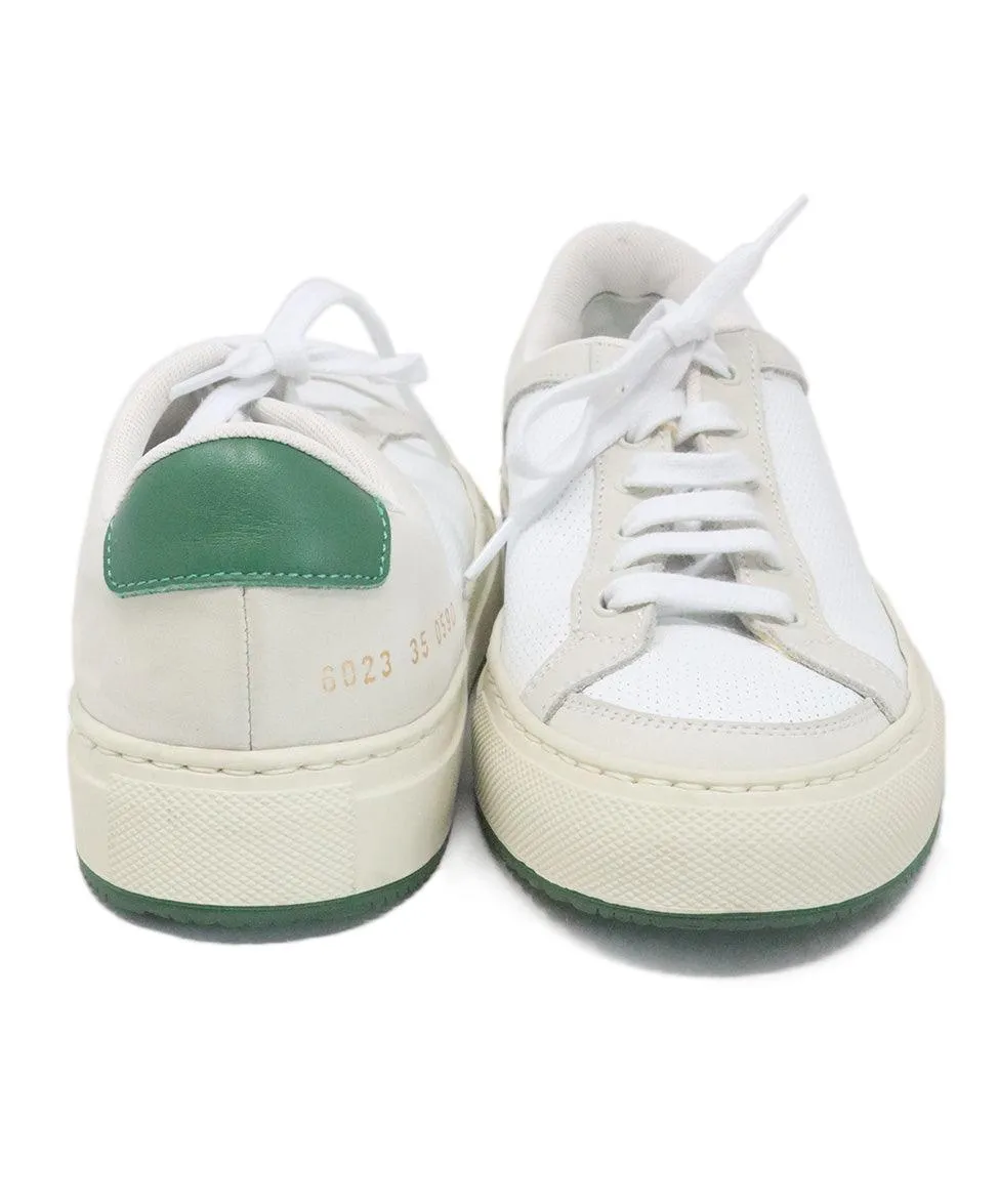 Common Projects White & Green Leather Sneakers sz 5