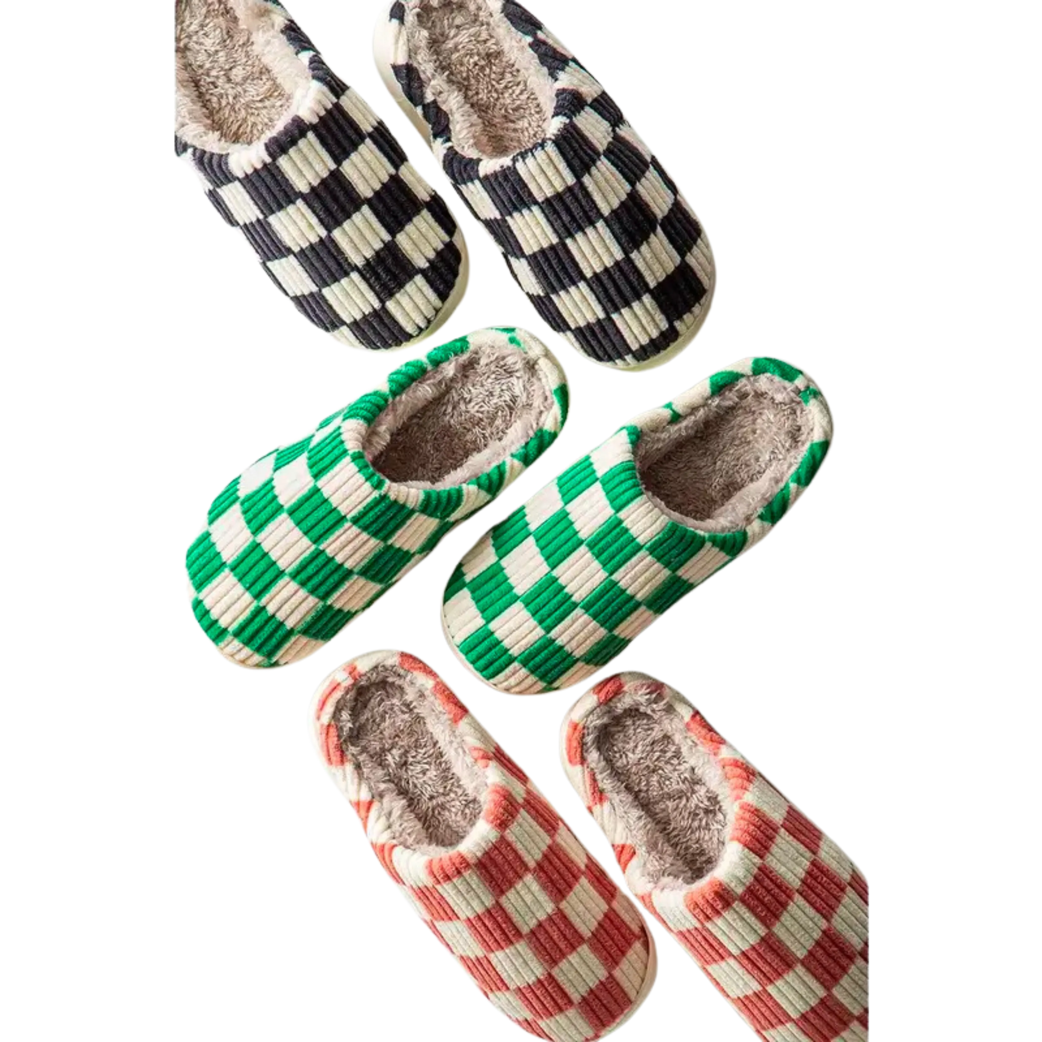 Cozy Checkered Fuzzy Slippers