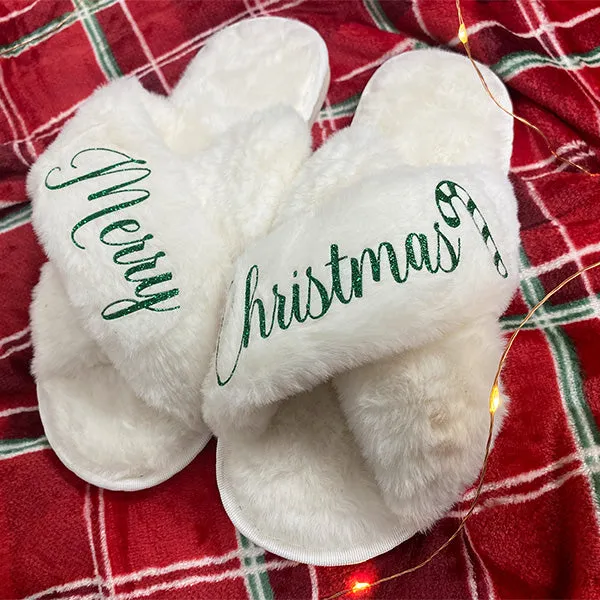 Cozy Christmas Slippers  - Sizes Toddler to XL - Custom Gifts for Her