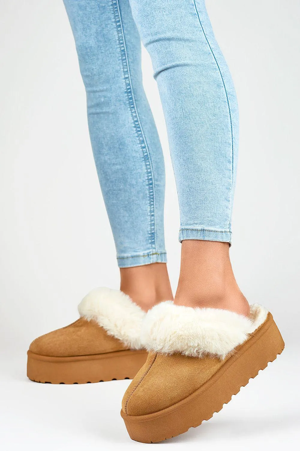 Cozy Furry Platform Mules