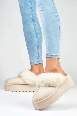 Cozy Furry Platform Mules