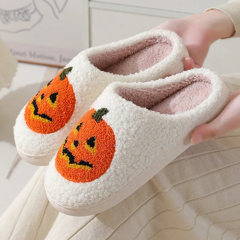 Cozy Pumpkin Cartoon Slippers for Couples