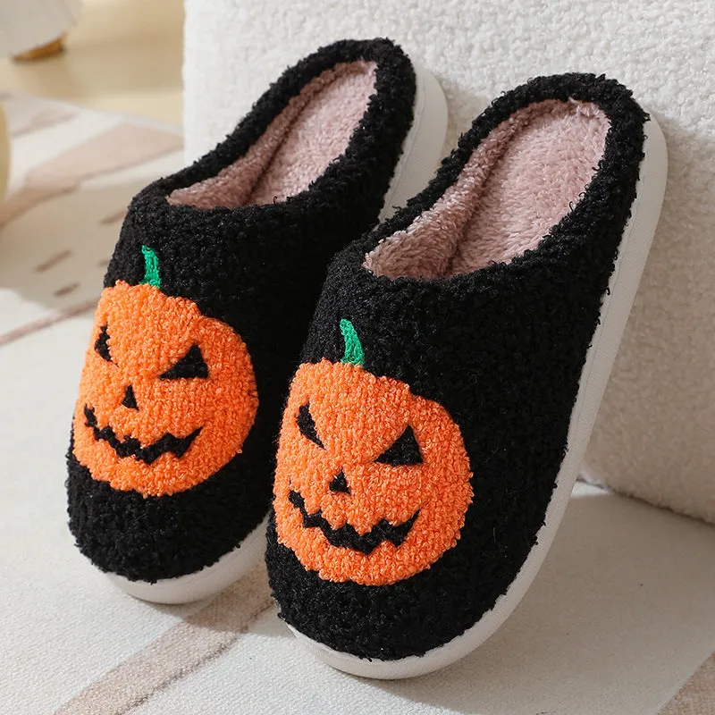 Cozy Pumpkin Cartoon Slippers for Couples