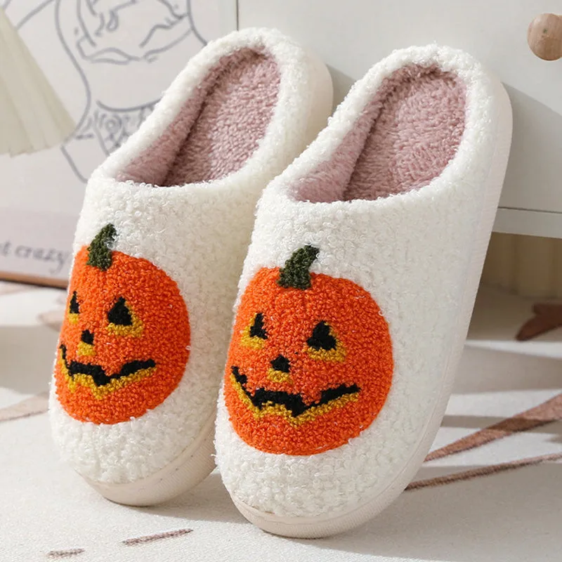 Cozy Pumpkin Cartoon Slippers for Couples