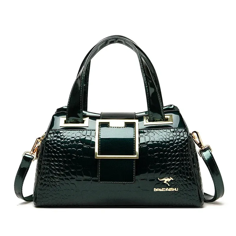 Crocodile Pattern Leather Shoulder Bags