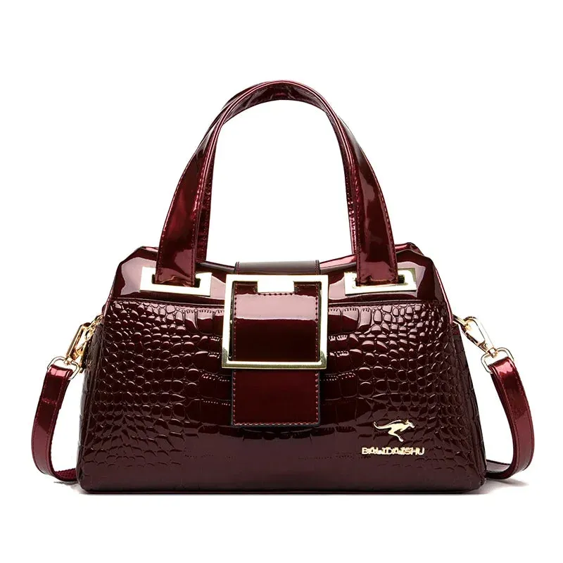 Crocodile Pattern Leather Shoulder Bags