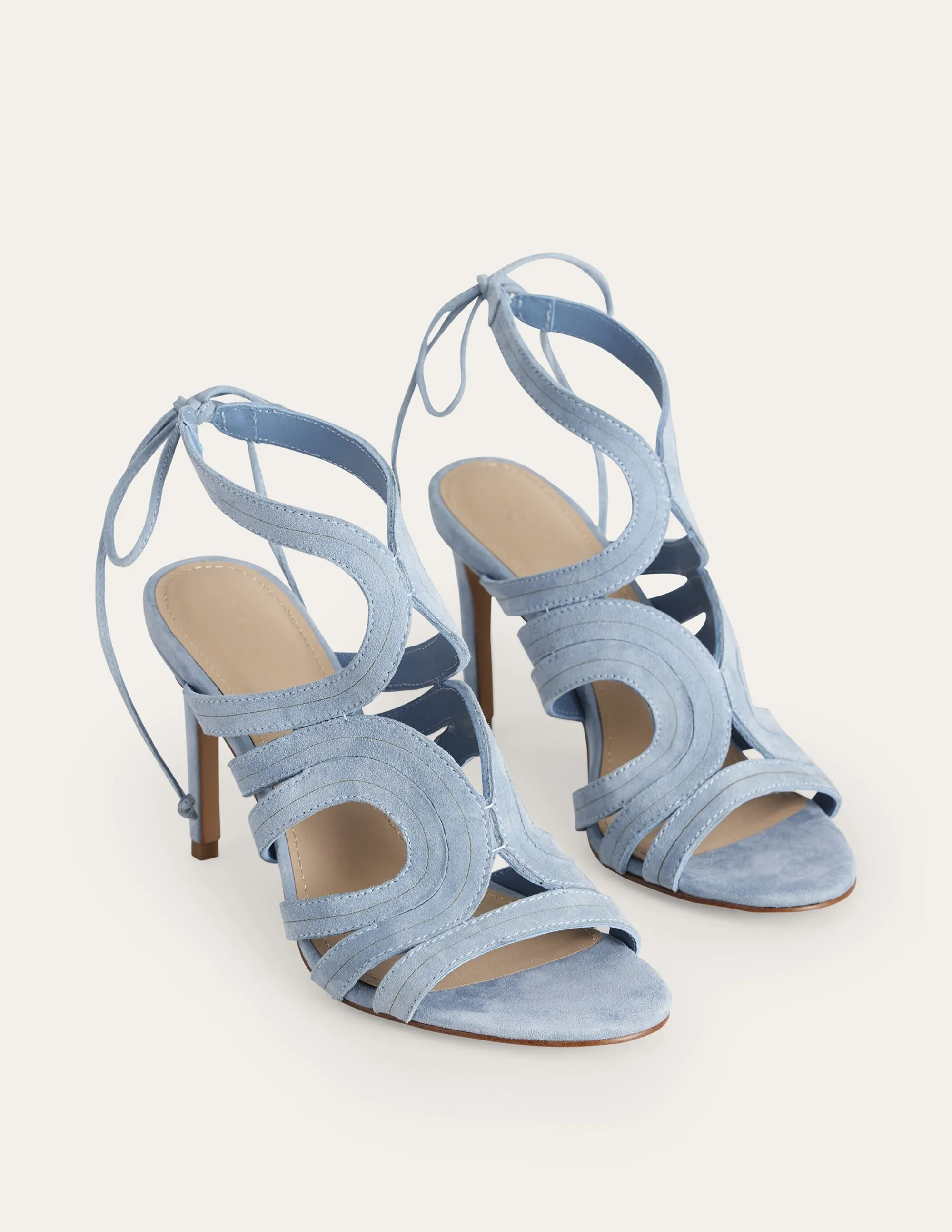 Cut Out Heeled Sandals-Delph Blue Suede