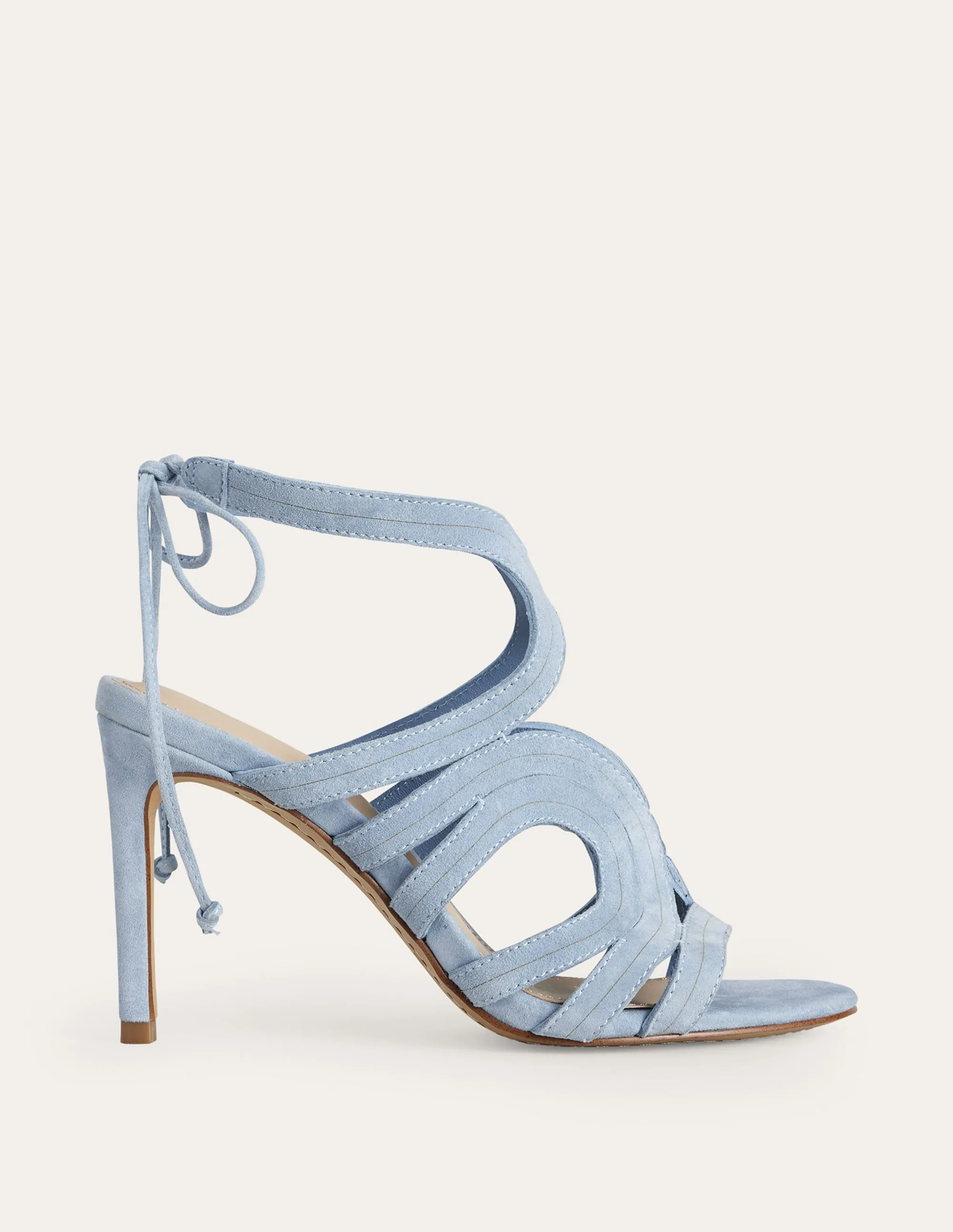 Cut Out Heeled Sandals-Delph Blue Suede