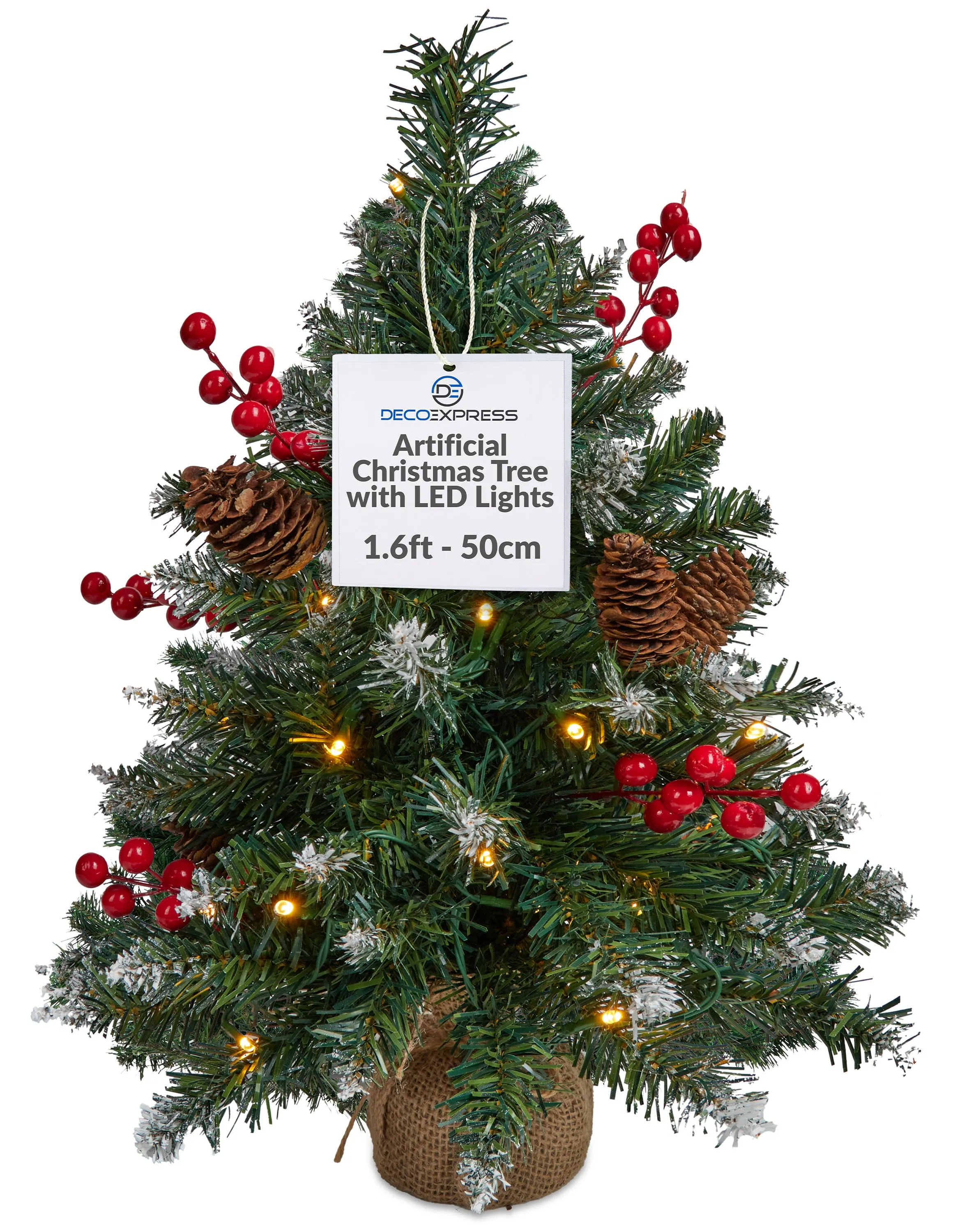 DECO EXPRESS Artificial Christmas Tree,with Metal Stand - Desk Ornaments - (0.5 M)