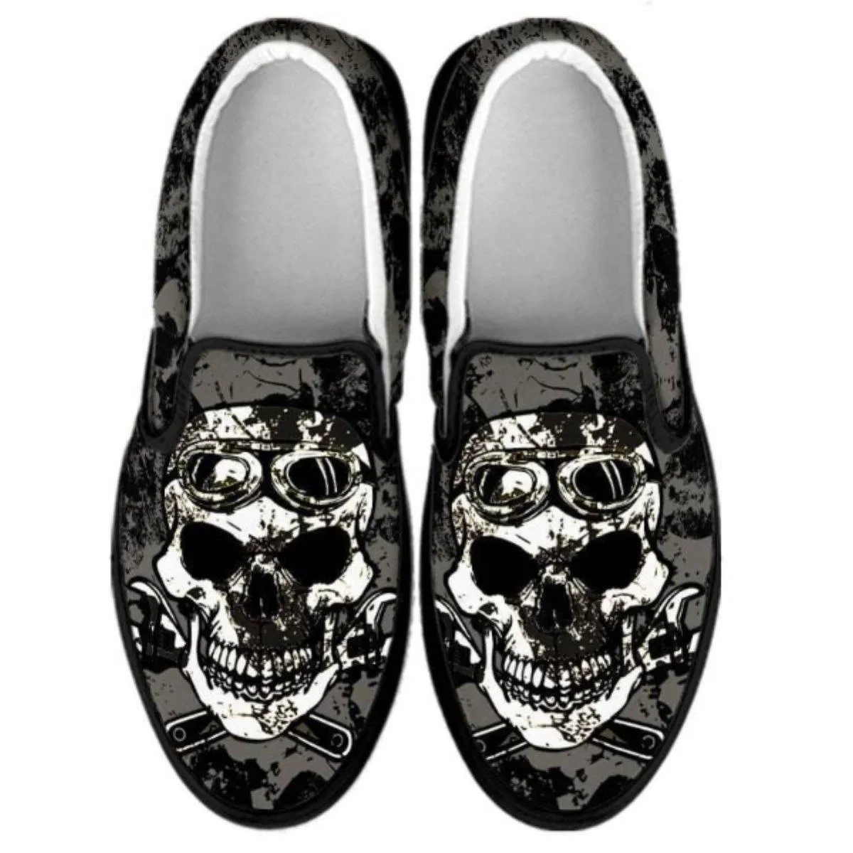 Dirty Skull Slip Ons