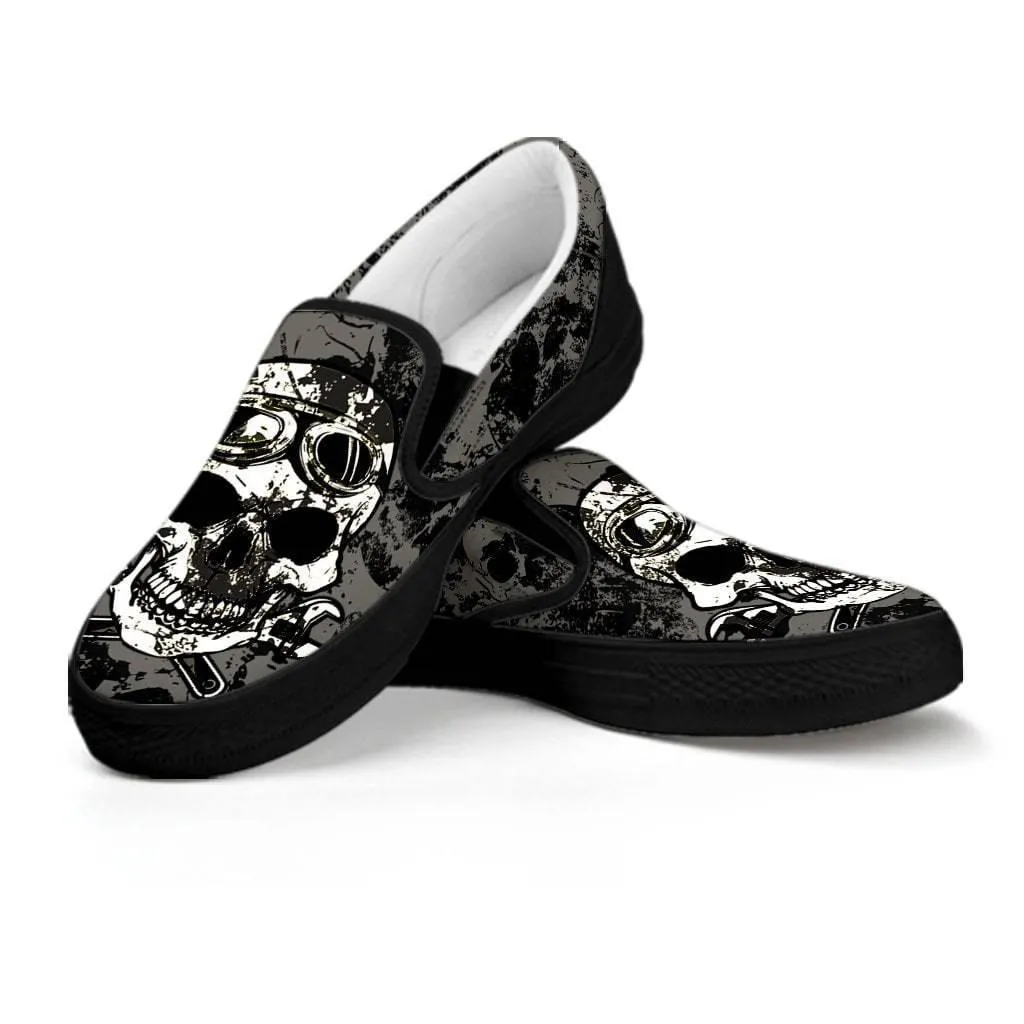 Dirty Skull Slip Ons