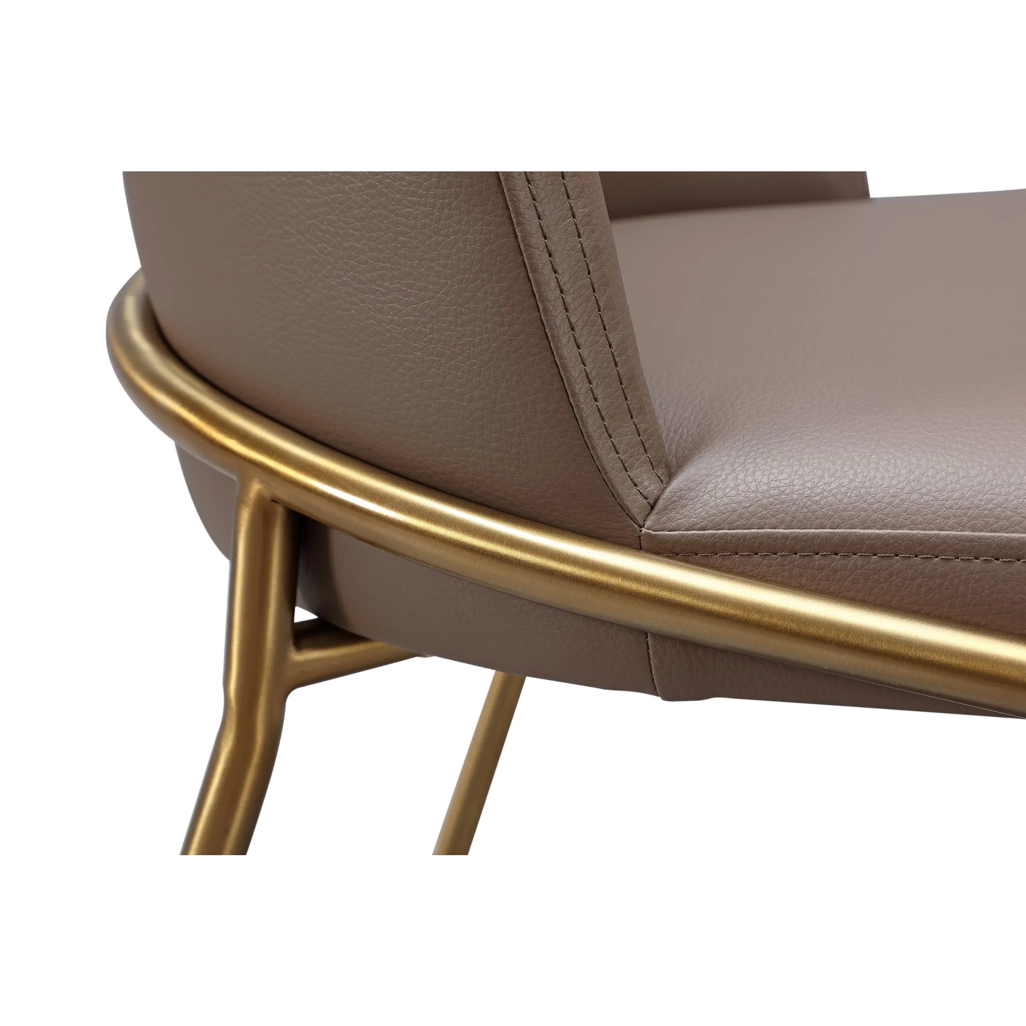 Doheny Leather Upholstered Metal Leg Dining Chair in Boots and Brass