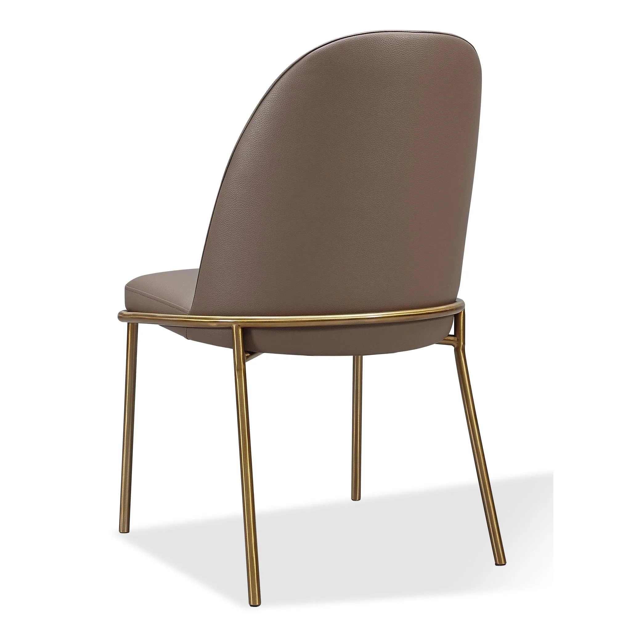 Doheny Leather Upholstered Metal Leg Dining Chair in Boots and Brass