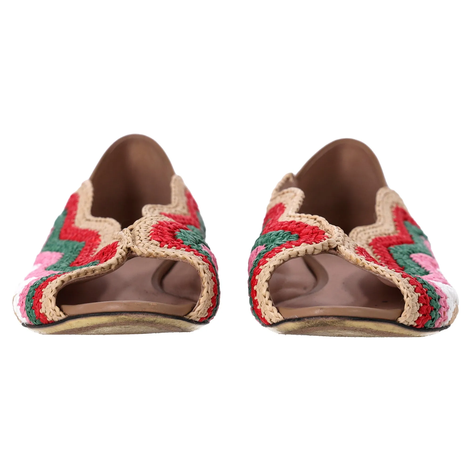 Fendi Chameleon Waves Flats in Multicolor Raffia