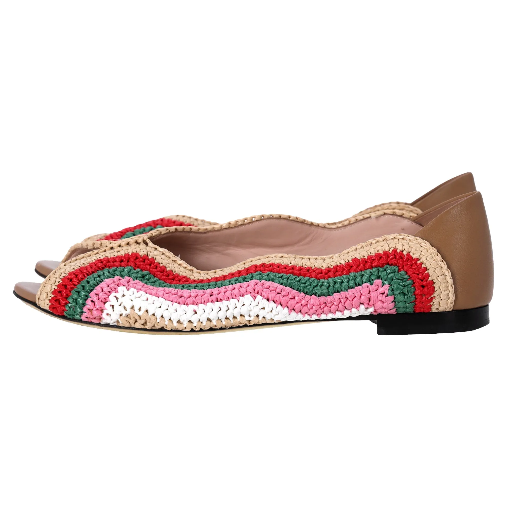 Fendi Chameleon Waves Flats in Multicolor Raffia