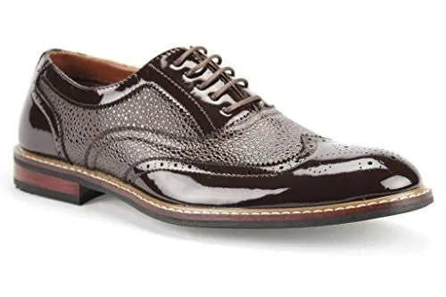 Ferro Aldo Men's 139001P Formal Wing Tip Patent Leather Dress Oxfords Shoes