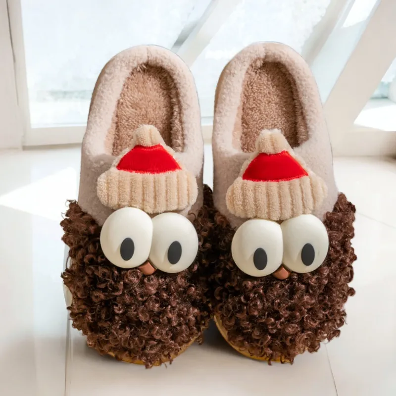 Festive Cozy Companions - Plush Cartoon Santa Slippers